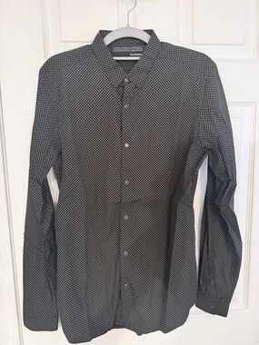 The Kooples Black Micro-Dot Long-Sleeve Dress Shirt